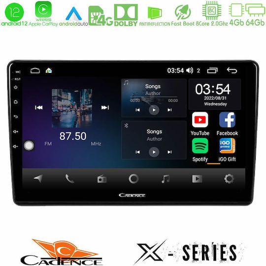 Cadence Автомобилна Аудио Система (Блутут/USB/WiFi/GPS/Apple-Carplay/Android-Auto) с Тъчскрийн 9"