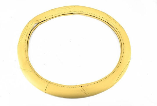 Auto-Lenkradabdeckung Leder Beige mit Beige Naht