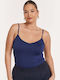 Women's Blouse with Straps & V Neckline Blue