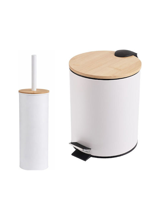 Estia Essentials 02-12731 Bambus Set aus Toilettenbrste und Mlleimer fr  das Badezimmer Sanftes Schlieen 5Es Wei | Skroutz Germany