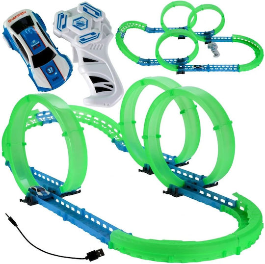 Rapid World Idealstore Glow-in--dark Race Track Dimensions 95 X 41 X 26 Cm Includes A Remote-controlled Electric Car Ability To Create Different Tracks Speed Control Motor Skills Development Creativity