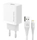 Powertech Φορτιστής με Θύρα USB-A και Καλώδιο Lightning 12W Λευκός (PT-1323)
