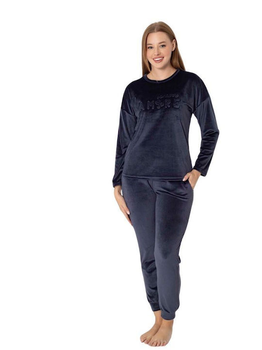 Pijamangel Winter Damen Pyjama-Set Dark Blue