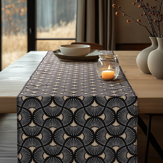 Beauty Home Ράνερ Scale Wave Luxury Μαύρο 34x250εκ.