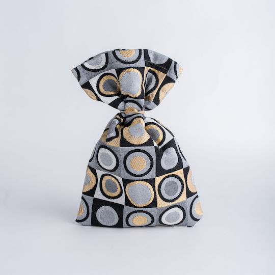Beauty Home Round Circle Luxury Fabric Christmas Pouch for Gift Gray 26x37cm
