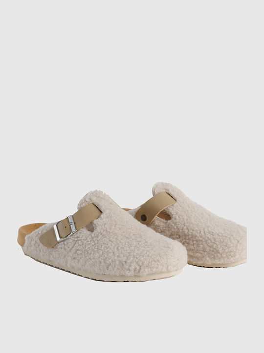 Leather Winter Women's Slippers White