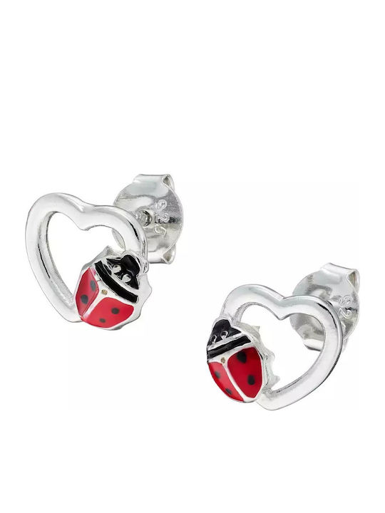 Oxzen Heart Ladybug Kids Earrings Studs Hearts from Silver