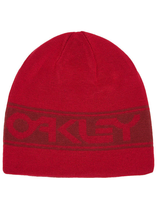 Tnp Reversible Beanie Unisex Wendbar Beanie Gestrickt in Rot Farbe
