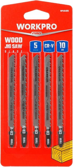 WorkPro Jig Saw Blade for Wood 100mm 5pcs WP404005