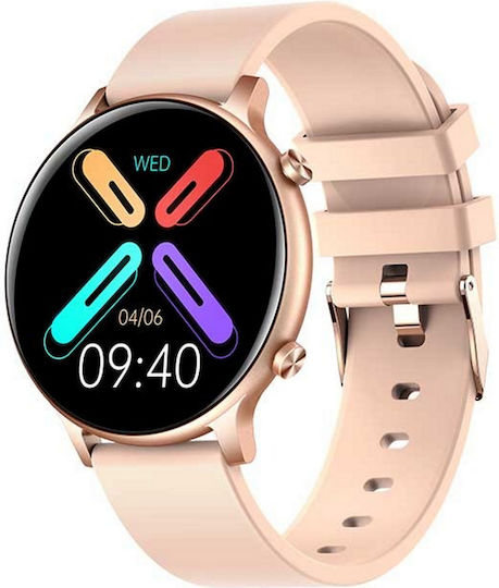 Smartwatch Versa Idealstore Bildschirmgröße 1,32 Zoll Wasserfest Bluetooth Herzfrequenzmesser Blutdruck Blutsauerstoff Anrufbenachrichtigungen Multi-Sport Kompatibel mit iOS Android Rosa
