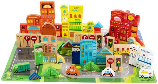 Puzzle educațional tip covor din blocuri, din lemn, 196 de piese Puzzle educațional tip covor din blocuri, din lemn, 196 de piese