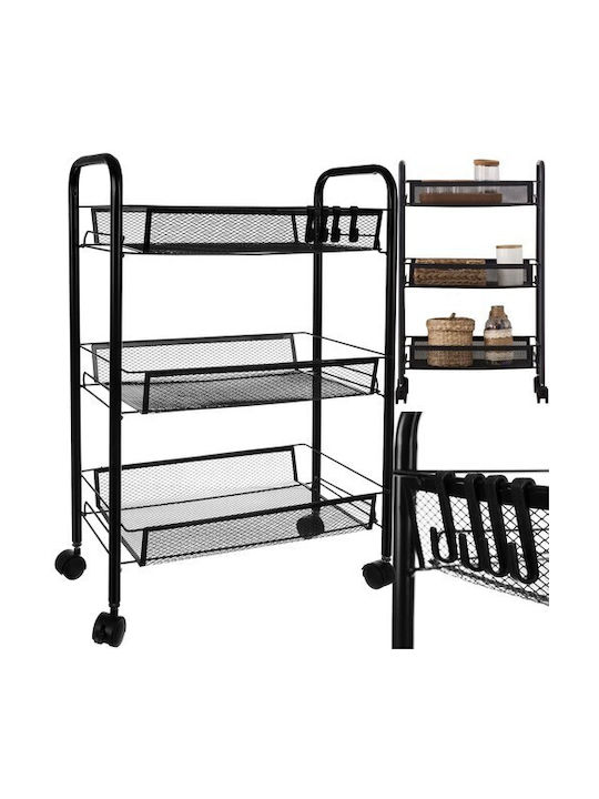 Ruhhy Kitchen Trolley Metallic Black 44x25x65cm