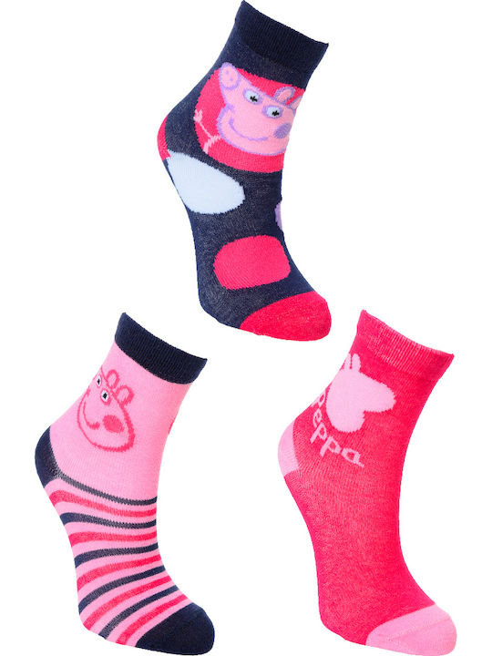 Superheroes Kids' Socks "peppa Pig" Pink, Fuchsia, Blue 3 Pairs