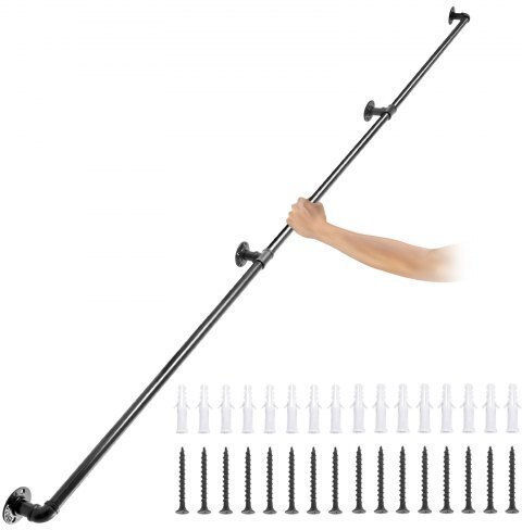 Vevor Stair Handrail 9ft 440lbs Industrial Steel Handrail Indoor Outdoor Tzbgsltfsgyg9vdeuv0
