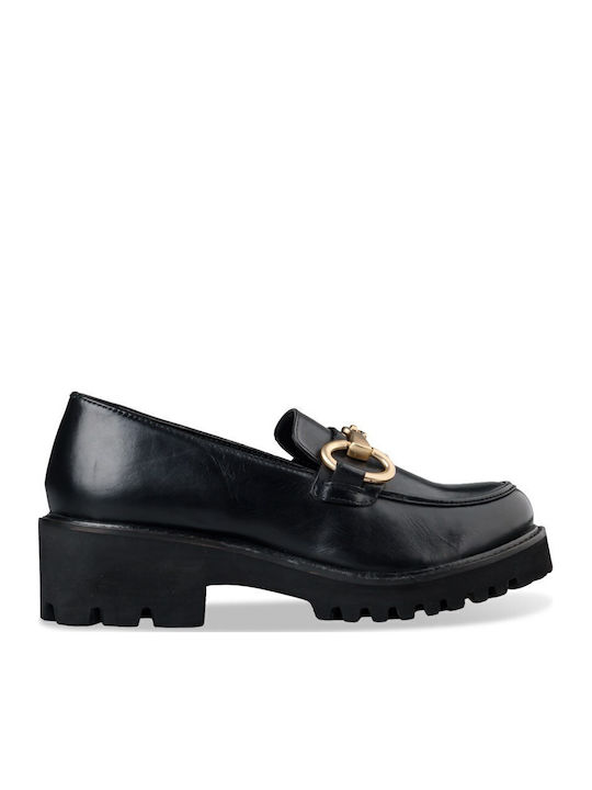 Δερμάτινα Γυναικεία Loafers σε Μαύρο Χρώμα