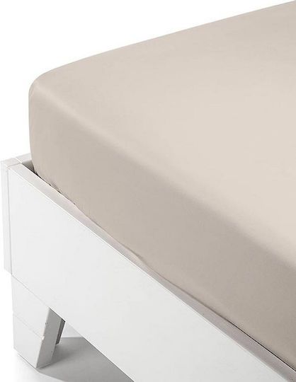 Sunshine Sheet Super-Double with Elastic 160x200+40cm. Satin Beige