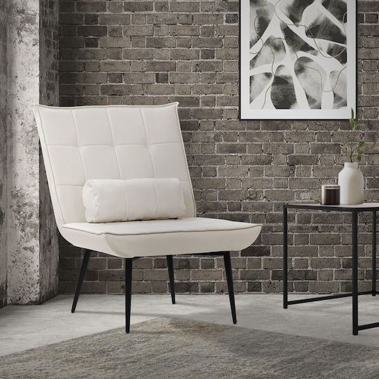 Comfortable Armchair Cream Cushion PU Leather Cover Metal Legs ML Design