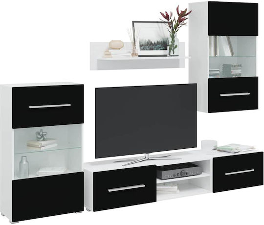 Living Room TV Unit with Lighting Matte Black