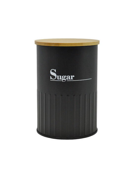 Ankor Vase for Sugar with Lid Metallic Black 9.5x9.5x13cm
