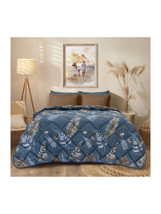 Lino Home Пухено Куинсайз 220x240бр Petunia Син 350 г/м²Gsm