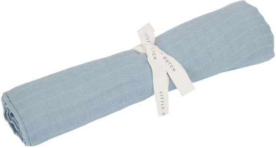 Little Dutch Pure Swaddle Blanket Made of Blue Muslin 120x120cm