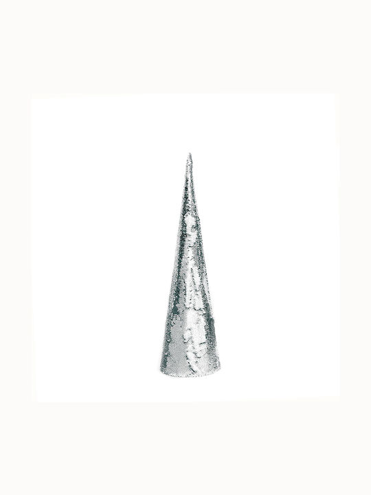 cu lumină LED Decorațiune de Crăciun Braduleț Conul 60cm. Baterie Argintiu Silver & White Sequin Cone Tree