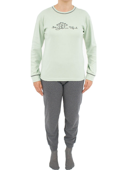 Fawn Winter Damen Pyjama-Set Grün