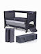 Babybett mit 2 Ebenen mit Matratze Grau 60x120cm