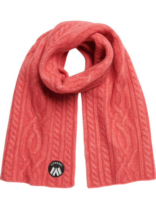 Superdry Cable Luxe Γυναικείο Πλεκτό Κασκόλ Ροζ
