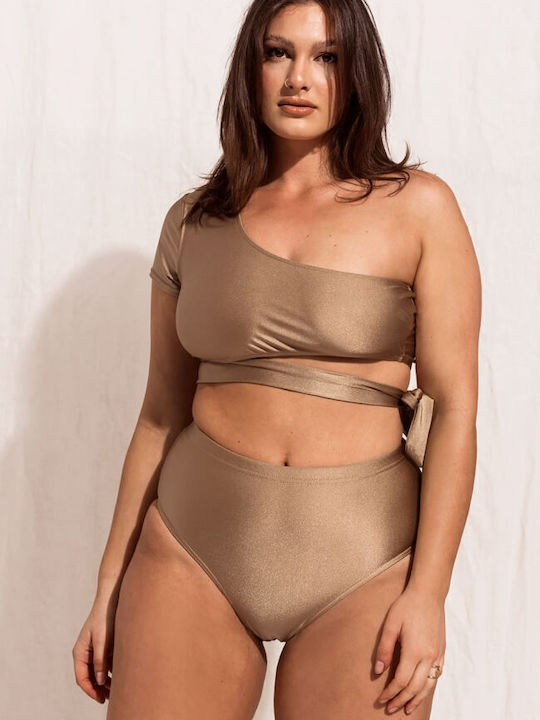 Bikini Set One Shoulder Beige
