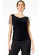 Women's Sleeveless Black Blouse