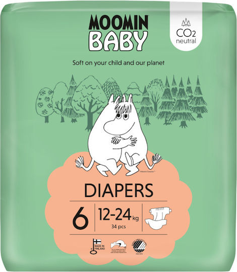 Moomin Baby Πάνες με Αυτοκόλλητο No. 6 για 12-24kg 34τμχ