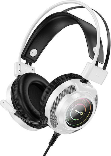 Hoco W110 Over Ear Gaming Headset cu conexiune 3,5mm / USB Alb
