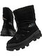 Leather Snow Boots with Fur Black