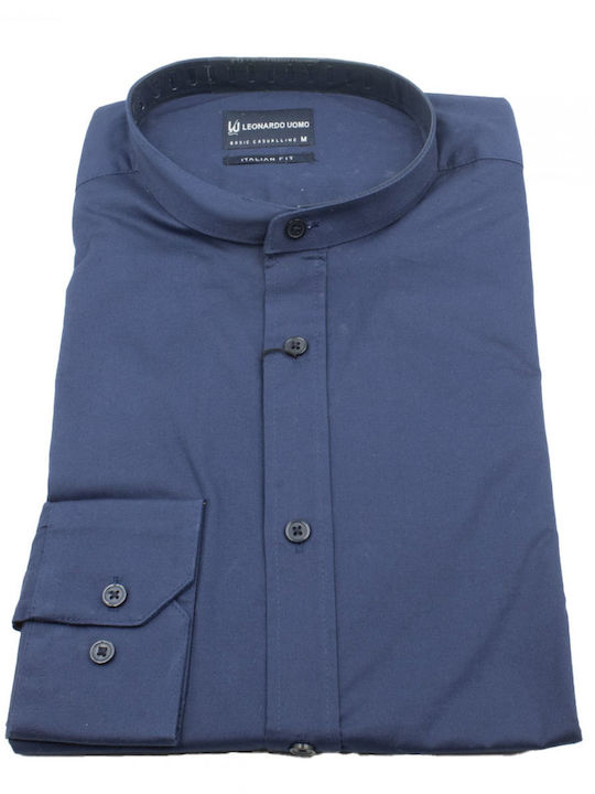 Leonardo Uomo Langärmlig Hemd Blue