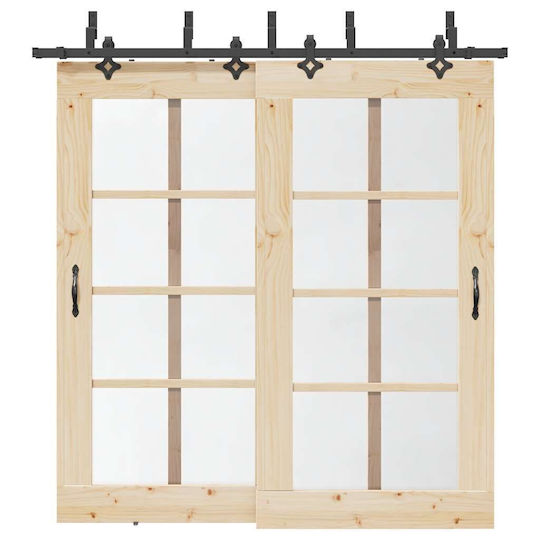 vidaXL Sliding Door Mechanism for Middle Door 213.5cm Black