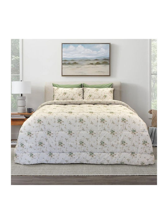 Lino Home Rosalie Κουβερλί Υπέρδιπλο Βαμβακερό Εκρού 220x240cm