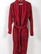 Viokarpet Bathrobe with Collar Burgundy