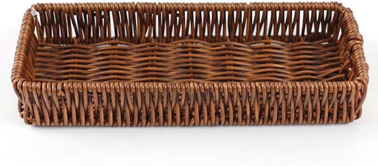 Bread Basket Bread Box Made of Brown Rattan 27x12x4cm