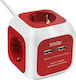 PowerCube 4 Θέσεων με 2 USB-A και Καλώδιο 1.5m Κόκκινο