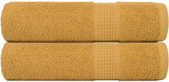 vidaXL Bath Towel 100x150cm Gold 2 Pieces Weight 360g/m²
