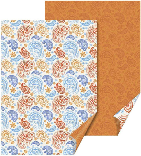 Χαρτόνι 50χ70εκ 300γρ 2οψ Paisley Red Blue