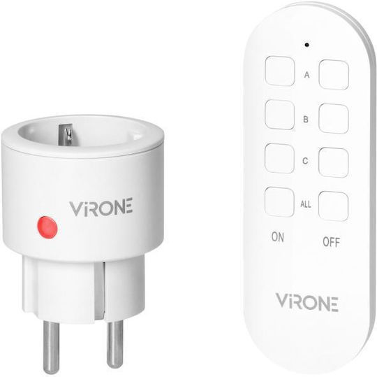 Mini Wireless Socket Virone Rs-10 Gs 2300w Schuko Ip20 Remote Control White