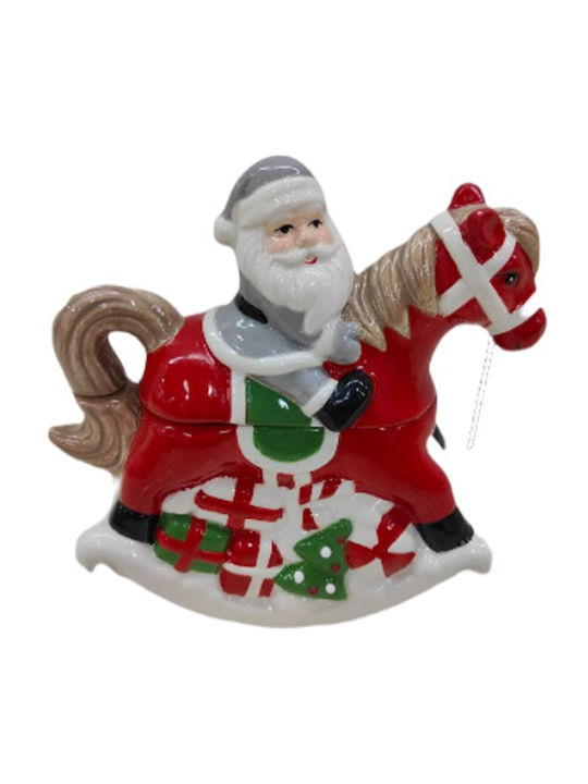 Christmas Ceramic Biscuit Jar Carousel Santa 16cm