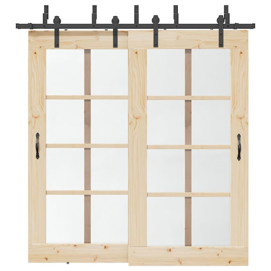 vidaXL Schiebetürmechanismus Für Türknaufe 213.5cm Schwarz