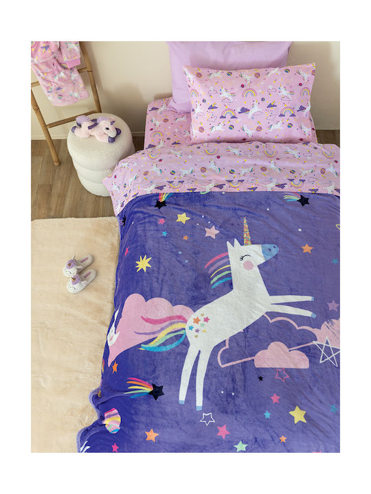 Palamaiki Κουβέρτα Fleece Μωβ 160x220εκ.