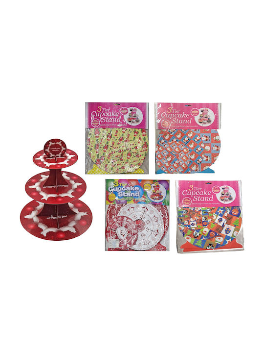 Dreistöckiger Weihnachts-Cupcake-Ständer 35 x Ø30cm 1 Stk. Xmasfest 1133815 Zufällige Designauswahl