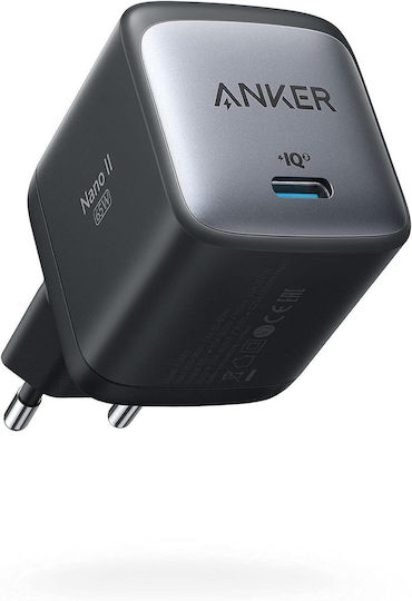 Anker Ladegerät ohne Kabel GaN mit USB-C Anschluss 65W Stromlieferung Schwarzs (PowerPort 715 Nano II )