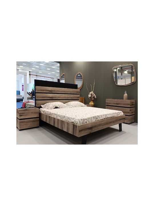 Bedroom Furniture Set Ash Grey 160x200cm 5 Pieces