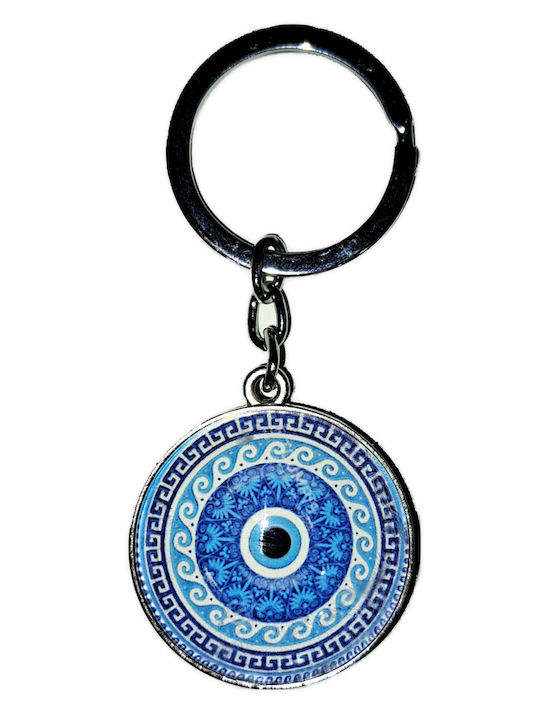 Schlüsselanhänger Glas Auge Blau